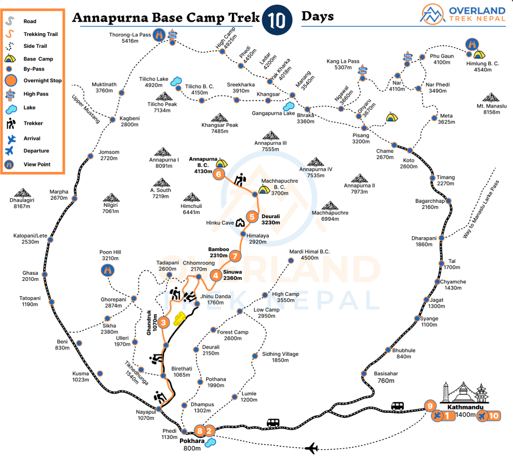 Route for Annapurna Base Camp