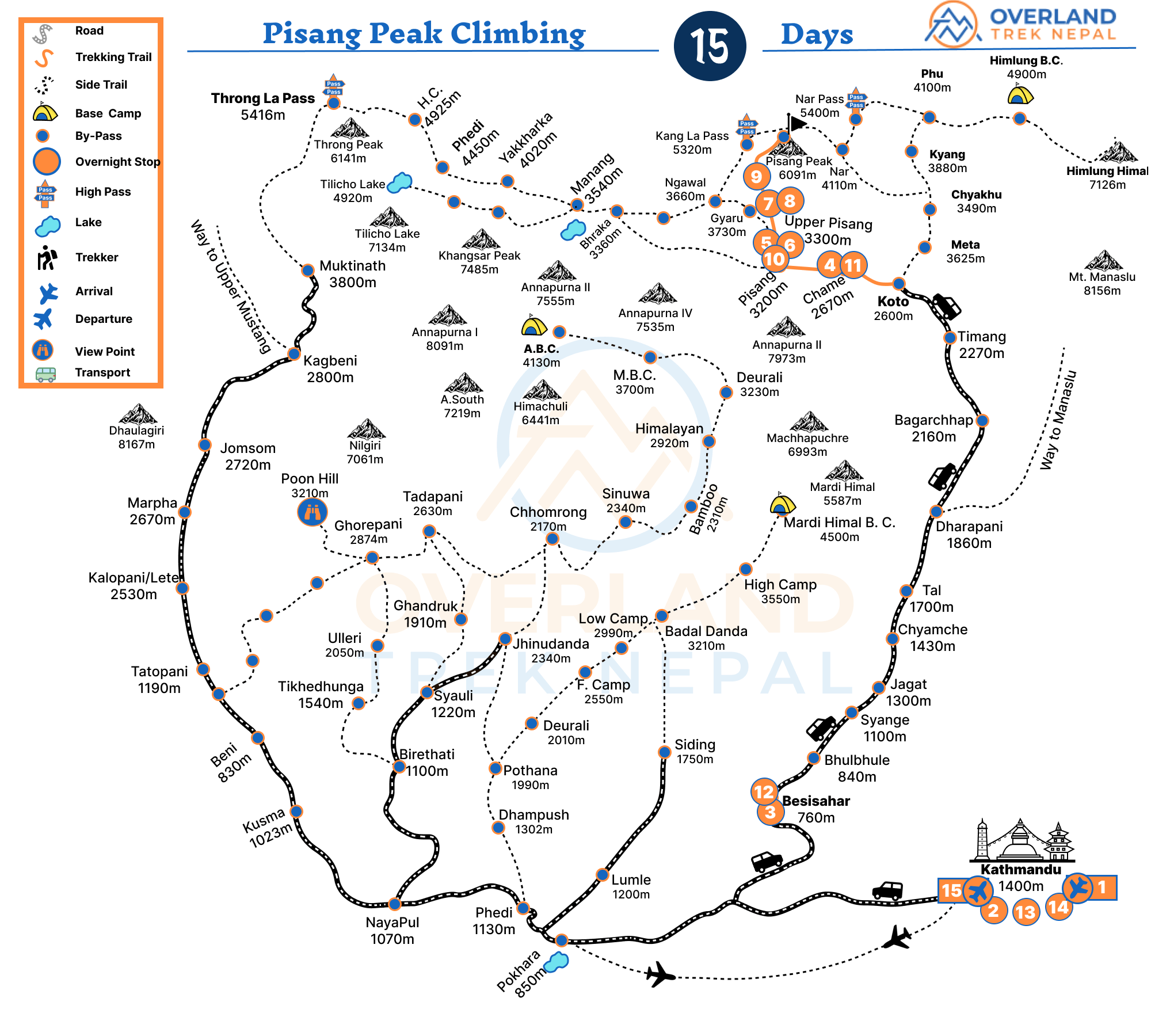 pisang-peak-climbing-map